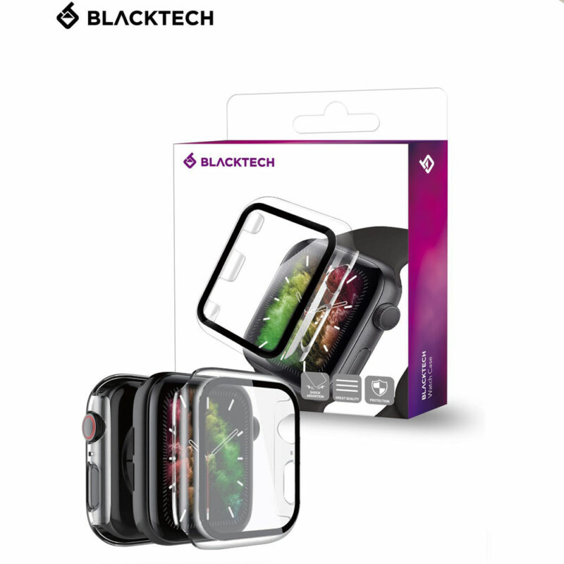 Blacktech-Case-with-Tempered-Glass-for-Apple-Watch-Series-7-(45mm)---Clear