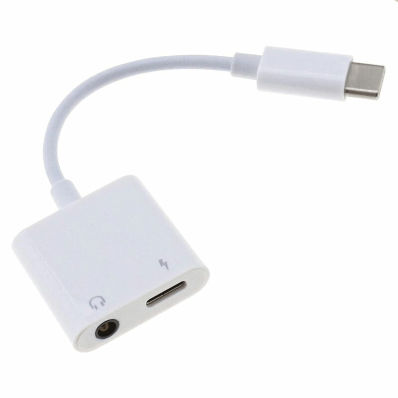 WOPOW LA02 USB-C Headphone + charging Adapter White