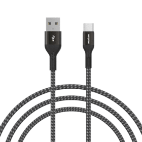 Wopow WX08 3.0 A fast charging 1.2m black red nylon braided usb data type c cable