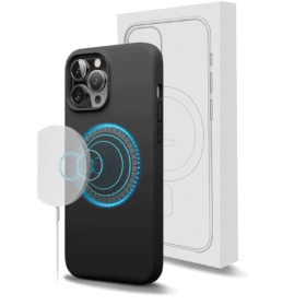 Blacktech Silicone Magnetic Case For iPhone 12 12.6" - Black
