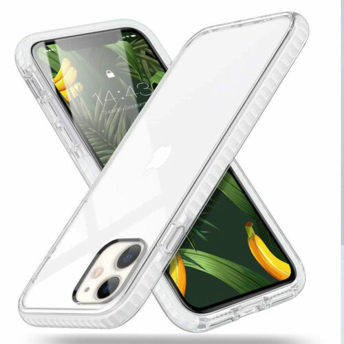 BlackTech-Hybrid-Case-For-iPhone-14-Pro-Max-(6.7)---Clear-Back-with-WHTIE-Border.