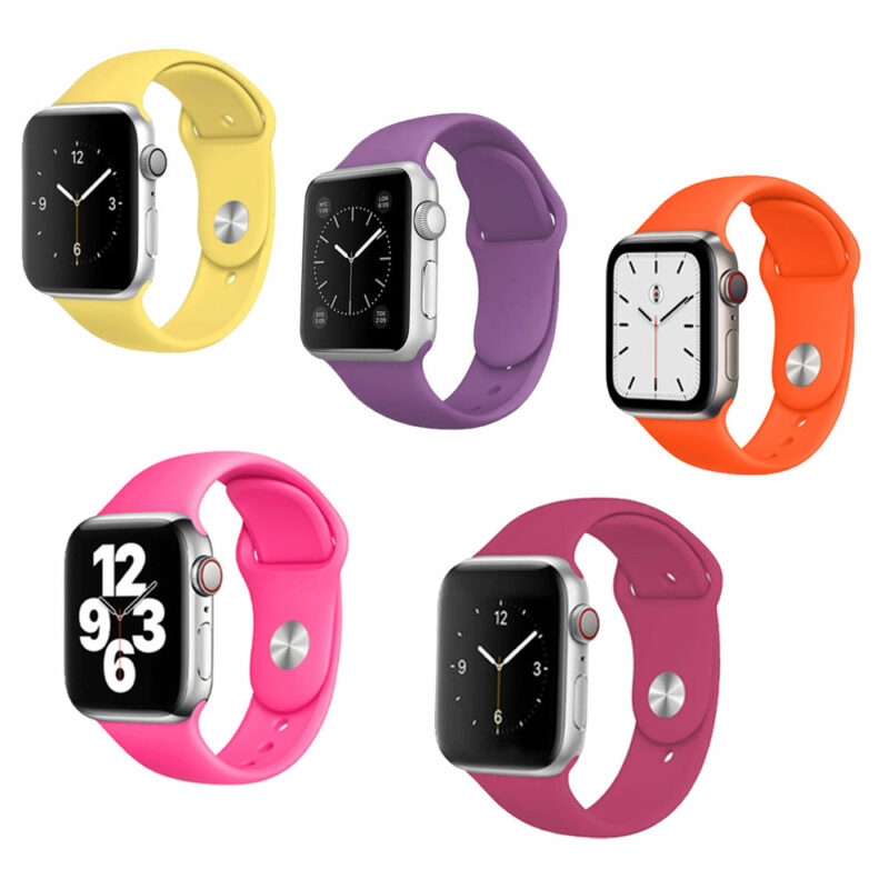 Pack of 5 Pcs Sport Band for iWatch All Series 38/40/41mm Medium/Large