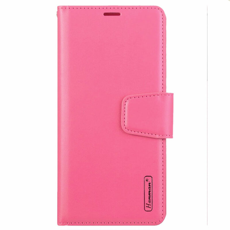 Hanman-PU-Leather-Flip-Case-with-Latch-for-Samsung-Galaxy-Z-Fold-4---Hot-Pink