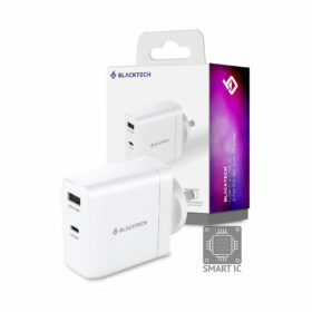 BLACKTECH USB-C USB-A 67W PD QC GaN Charger With Smart IC - White