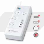 Sansai 4 Way Outlet 2400W Surge Protector Power Board with 3 USB-A & 1 USB-C ports