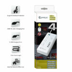Sansai 4 Way Outlet 2400W Surge Protector Power Board with 3 USB-A & 1 USB-C ports - Image 3