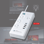 Sansai 4 Way Outlet 2400W Surge Protector Power Board with 3 USB-A & 1 USB-C ports - Image 2