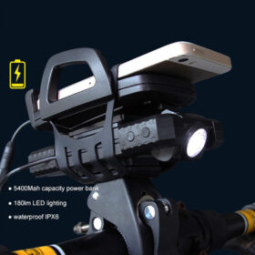 MEILAN 3-In-1 LED Bike Light + Power Bank Phone Charger + Mobile Phone Mount