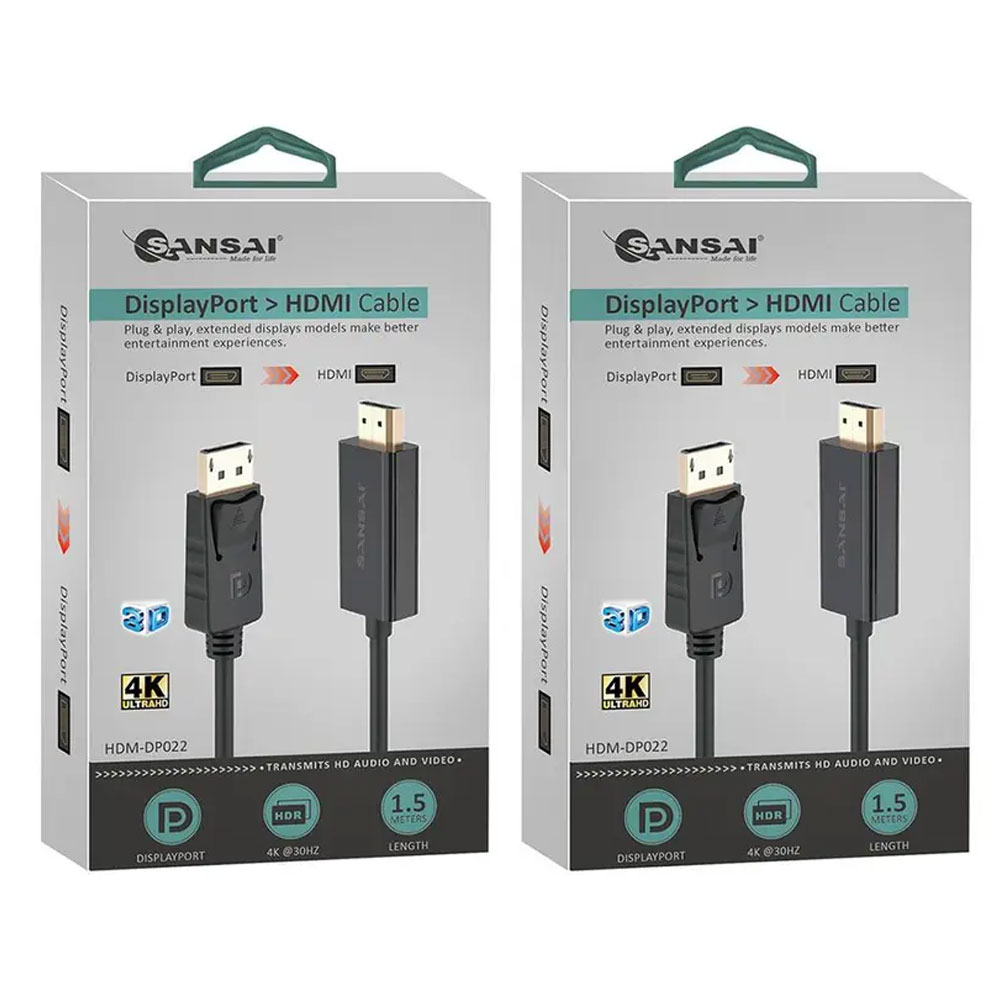 Untitled-1 Sansai Displayport To HDMI Male To Male Cable 1.5m - Image 1