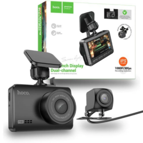 Hoco Dual Car Dashcam Driving Recorder 1080p with Display + Rear View Camera DV3