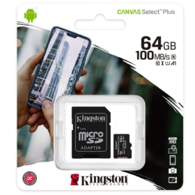 Kingston Canvas Select Plus 64GB microSDXC Memory Card with SD Adapter - High-Speed, Reliable Storage Solution