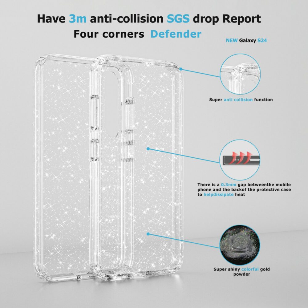 BLACKTECH Stay Glitter With Magnetic - Clear case for Samsung Galaxy S24 - Image 2