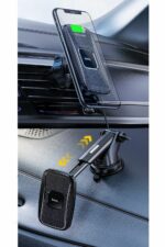 Hoco CA75 15W 2in1 Magnetic Car Wireless Charger - Black - Image 2