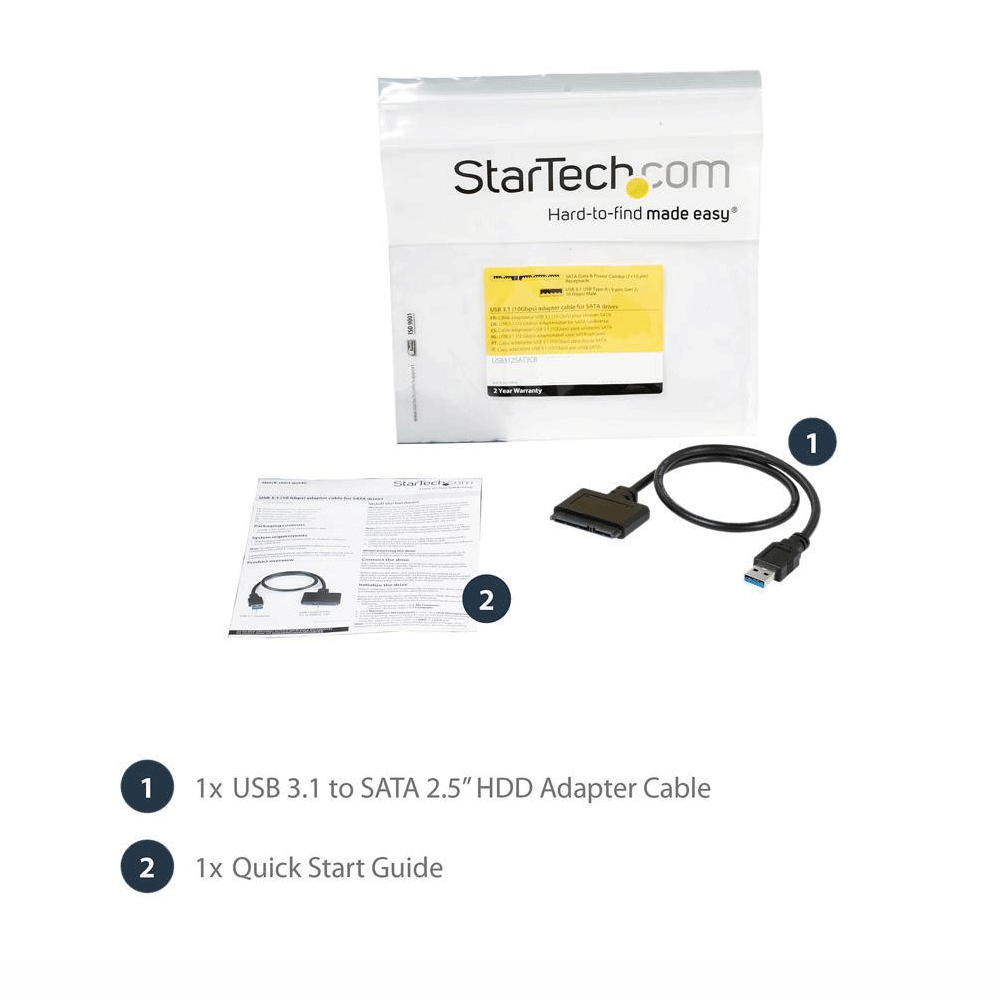 star StarTech USB 3.1 to SATA 2.5” HDD Adapter Cable - Image 1