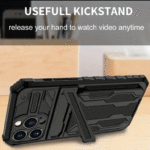 Shockproof Heavy Duty Hard Phone Case with Holder and Card Slot for iPhone 16 - Image 2