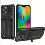 Shockproof Heavy Duty Hard Phone Case with Holder and Card Slot for iPhone 16 - Image 3