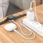 CW54 Hoco  2-in-1 Charging Cable (iPhone + iWatch) - White and Black - Image 3