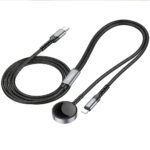 CW54 Hoco  2-in-1 Charging Cable (iPhone + iWatch) - White and Black - Image 5