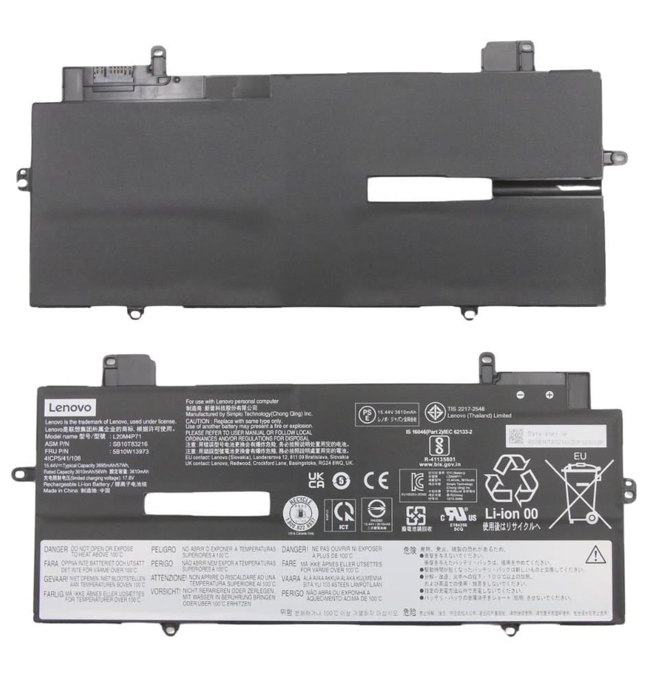 123sadsadsd3 ThinkPad X1 Carbon 10th Gen (21CB 21CC) Original Lenovo Battery – 4-cell, 57Wh, 15.44V, Li-ion (Model: L20M4P71, ASM: SB10T83216) - Image 1