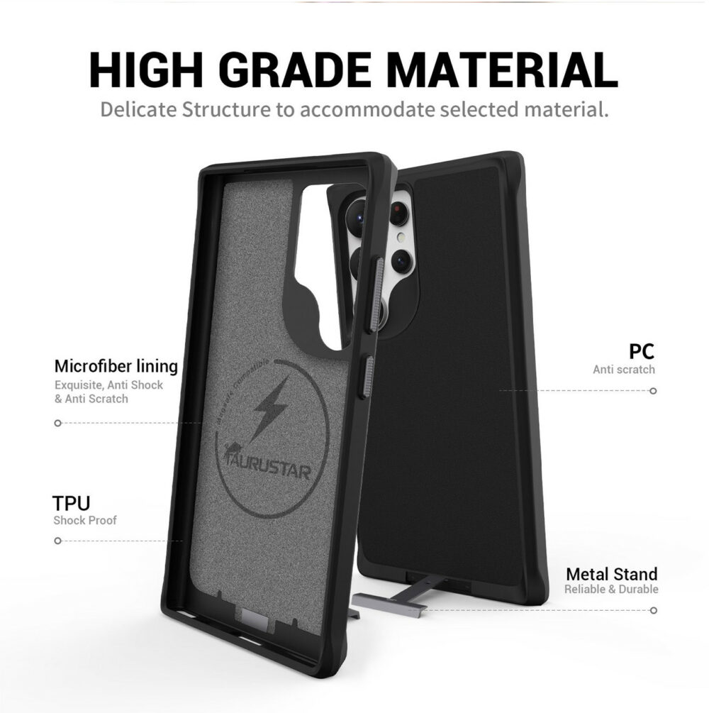 Micro Lux Case With Magnetic  for S24 Ultra  - Black - Image 7