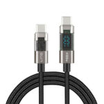LITO LD09 100W USB-C to USB-C High-Speed Charging Braided Cable with Display – 120cm, Black
