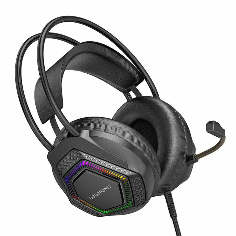 BOROFONE BO105 Thunder Gaming Headphones – Brand New – Over-Ear Stereo with LED Lighting – Black - Image 5