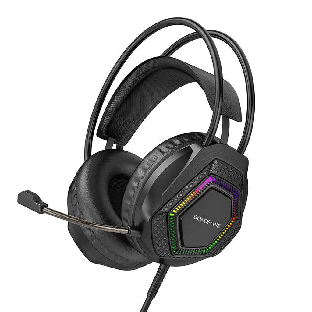 123adad2 BOROFONE BO105 Thunder Gaming Headphones – Brand New – Over-Ear Stereo with LED Lighting – Black - Image 1