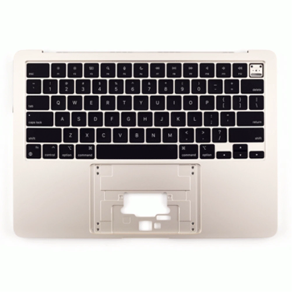 123asd2131 Genuine OEM MacBook Air A2681 M2 2022 Top Case Palmrest with Keyboard – Used – Starlight - Image 1