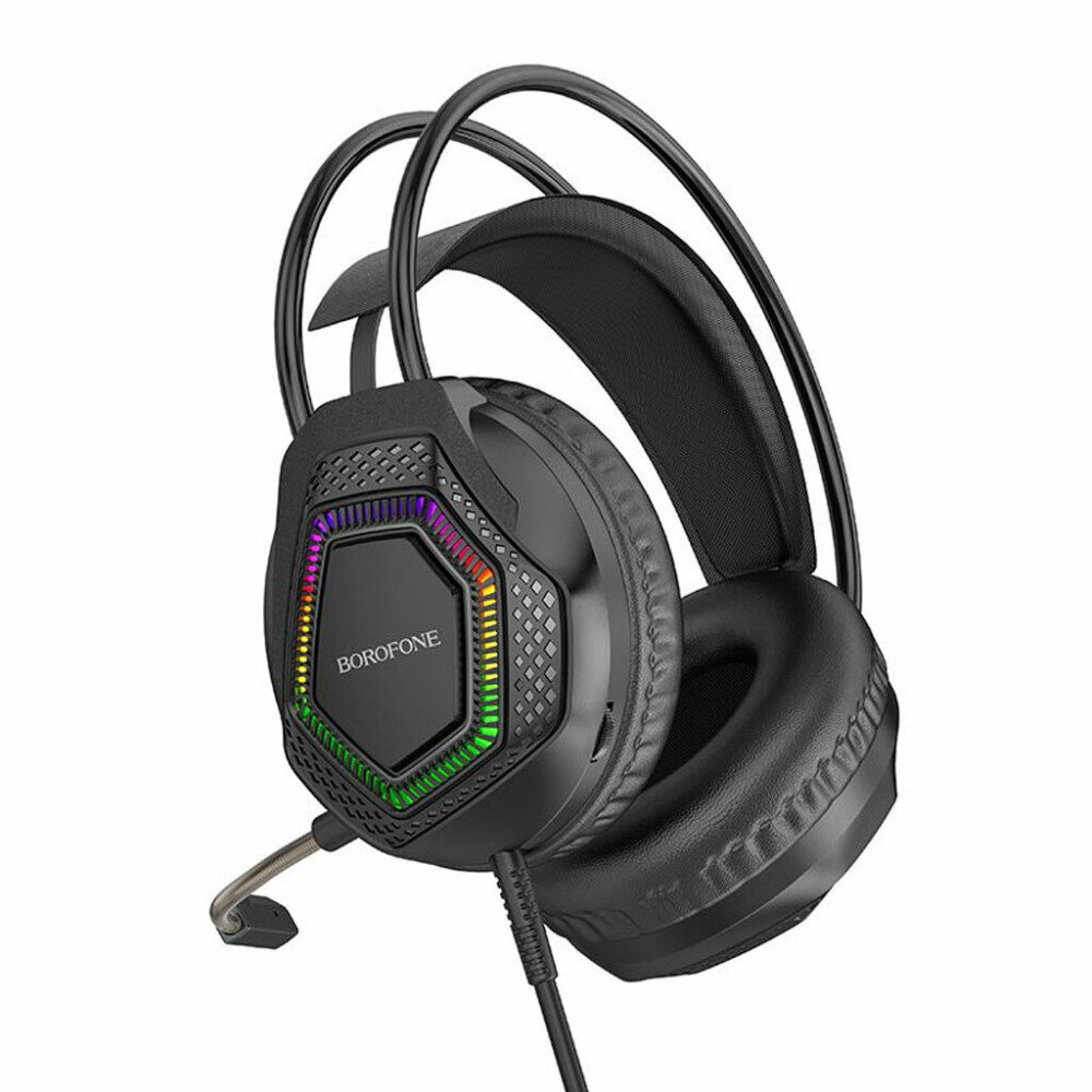 BOROFONE BO105 Thunder Gaming Headphones – Brand New – Over-Ear Stereo with LED Lighting – Black - Image 3