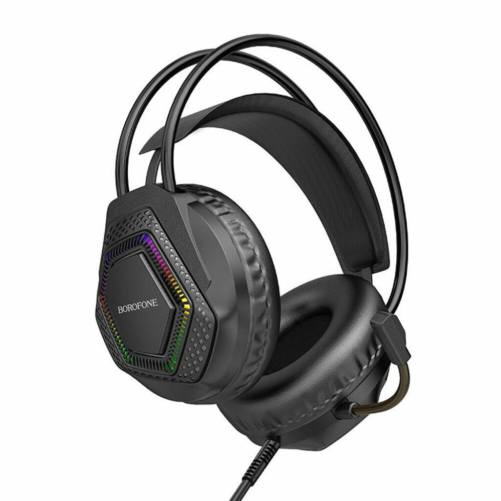 BOROFONE BO105 Thunder Gaming Headphones – Brand New – Over-Ear Stereo with LED Lighting – Black - Image 2