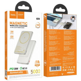 Hoco Q26 Joy 5000mAh 20W Magnetic Wireless Charging Power Bank – Brand New – Mag-Compatible – Titanium Gold