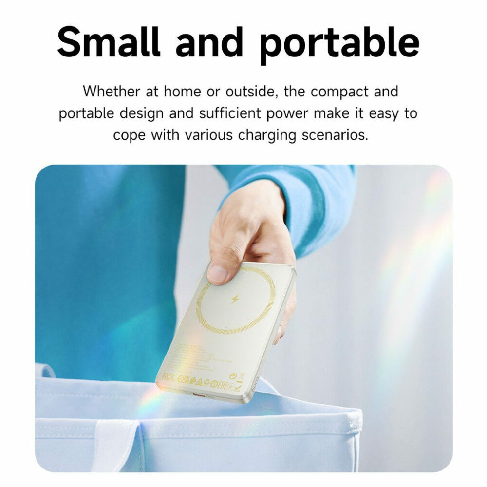 Hoco Q26 Joy 5000mAh 20W Magnetic Wireless Charging Power Bank – Brand New – Mag-Compatible – Titanium Gold - Image 2
