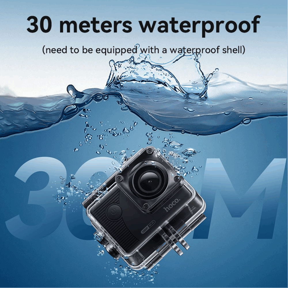 Hoco DV100 Full HD Sports Action Camera – Black Waterproof Wide-Angle Camcorder - Image 5