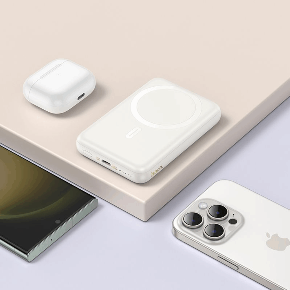 HOCO J141 Grace 10000mAh MagSafe Power Bank PD20W – Milky White Magnetic Wireless Charger - Image 5
