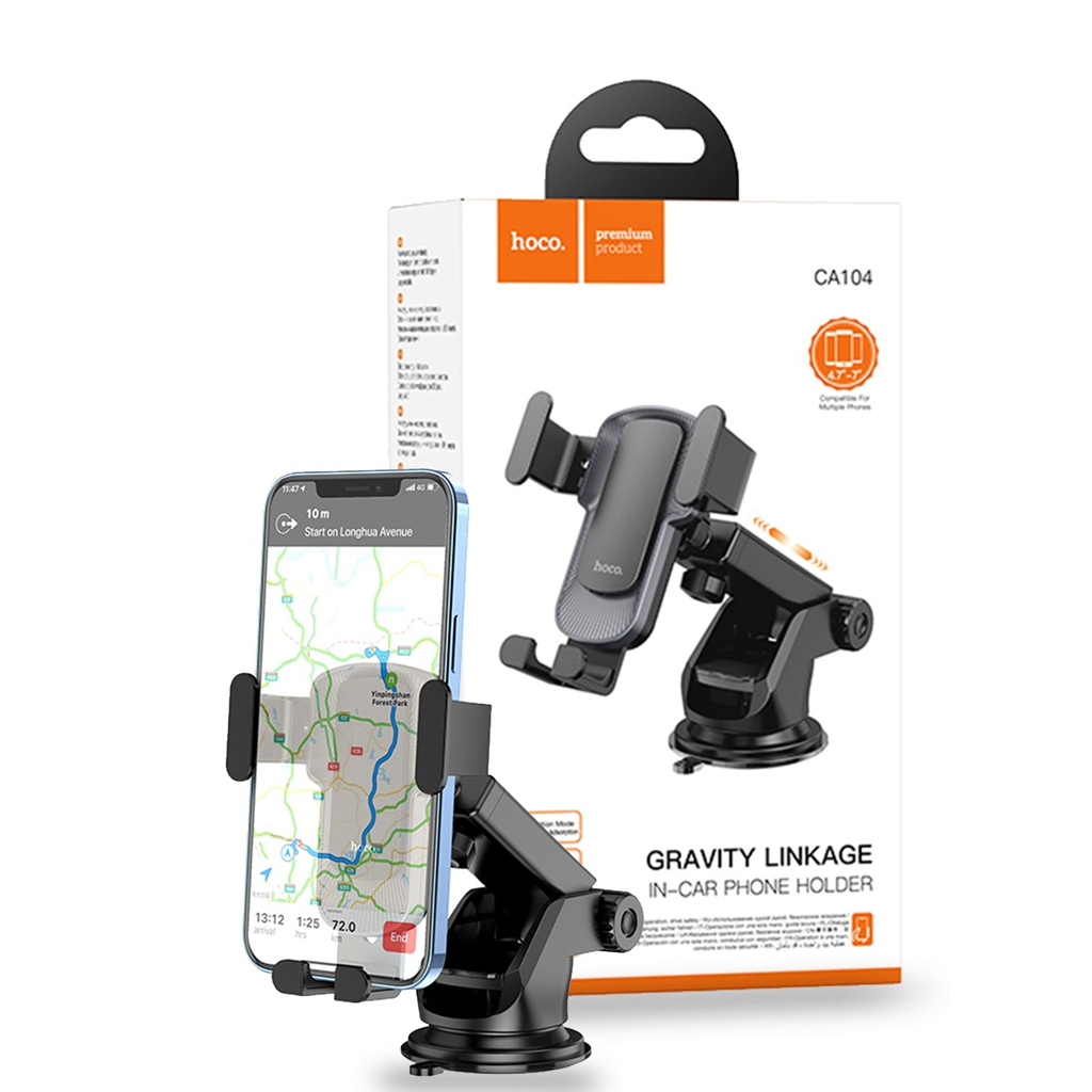 1204 hoco CA104 Gravity Stretch Car Holder — Black - Image 1
