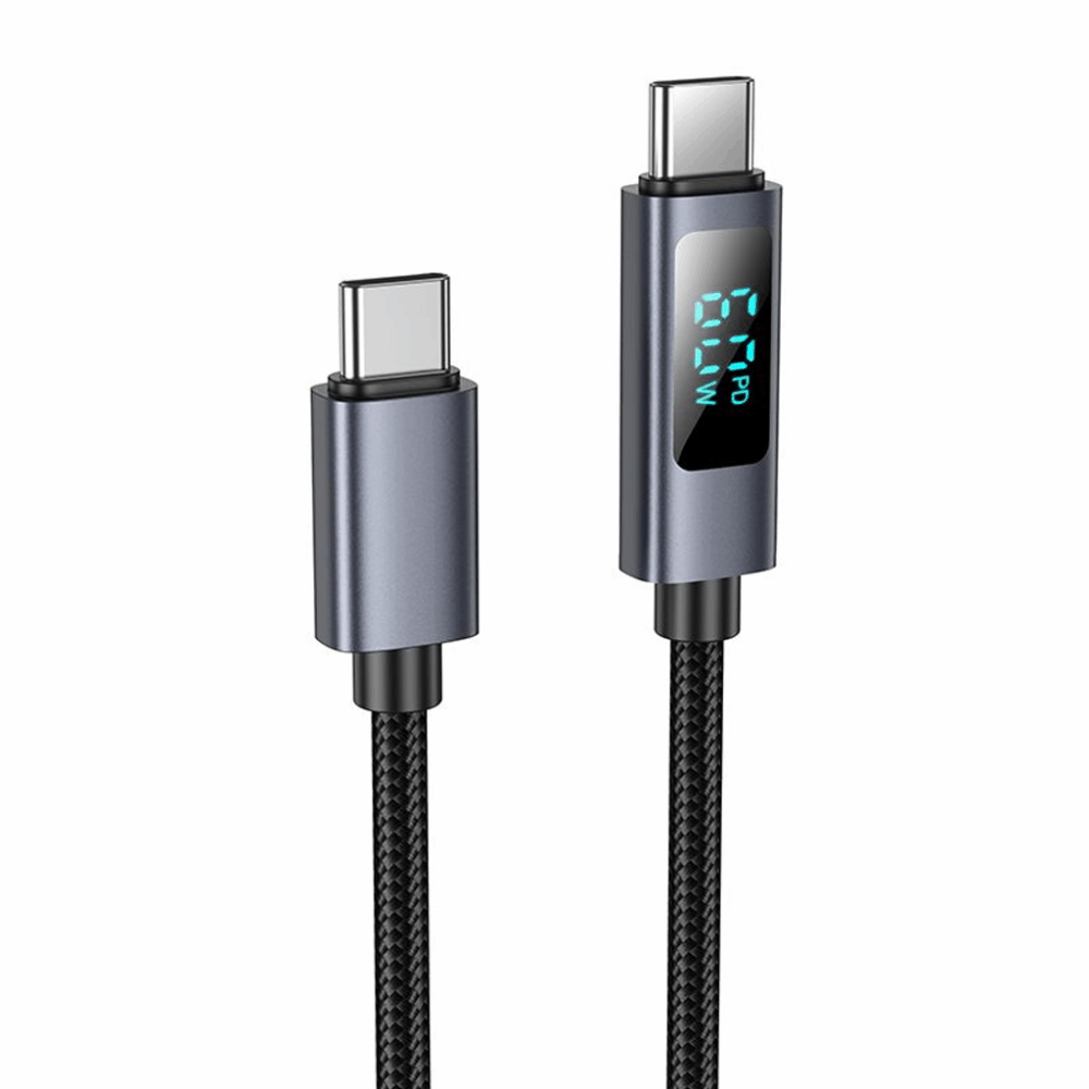 hoco. X112 USB-C to USB-C 60W Screen-Display Charging & Data Cable — Black - Image 2
