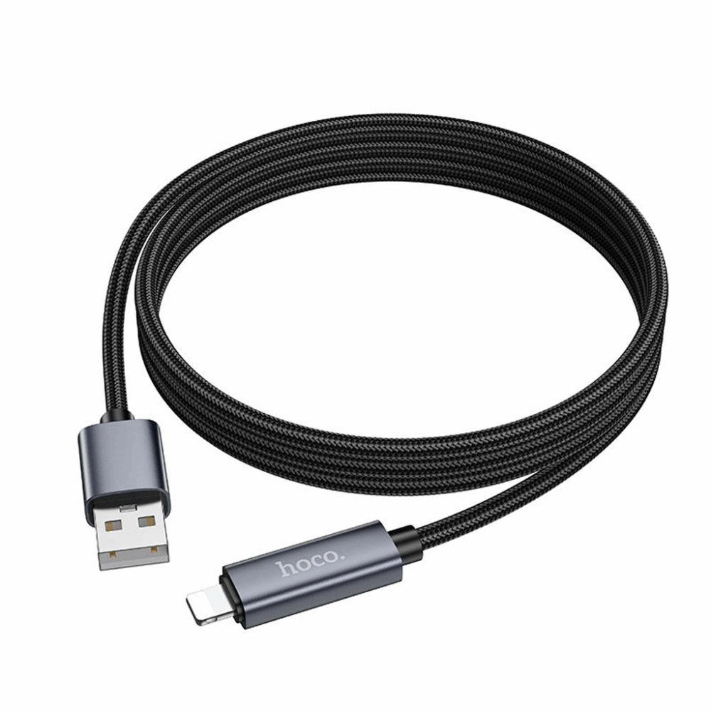 hoco. X112 USB-A to Lightning “Screen-Display” Charging & Data Cable — Black - Image 3