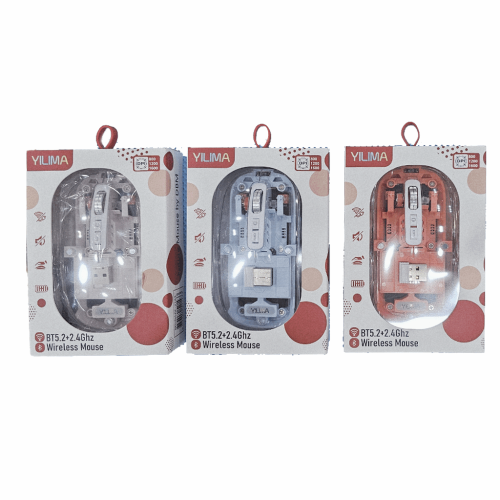 YILIMA BT5.2 + 2.4GHz Wireless Mouse – Blue (Dual-Mode, USB Receiver & Bluetooth) - Image 3