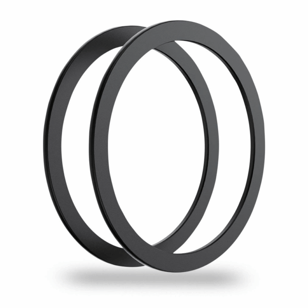 BLACKTECH Magnetic Rings 2-Pack + Positioning Jig – Black, Universal MagSafe