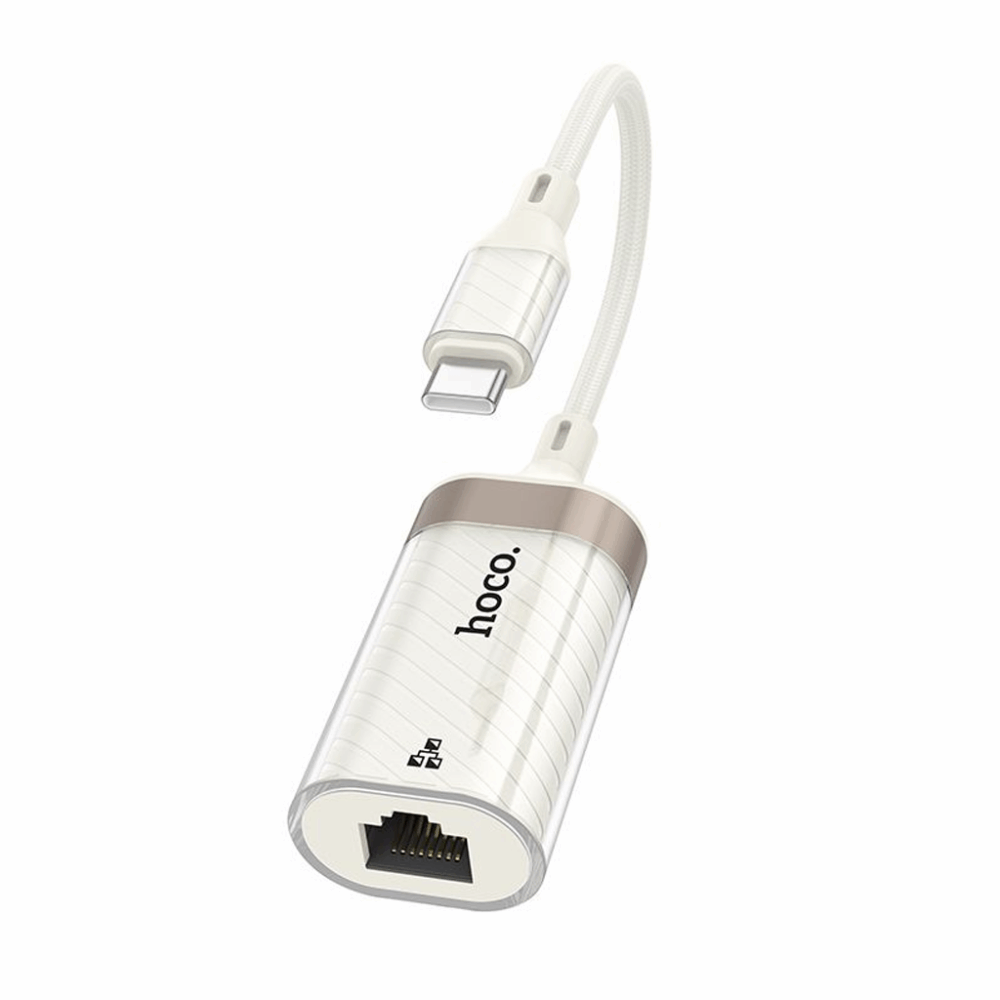 hoco. UA41B “Crystal” USB-C to Ethernet Adapter (10/100 Mbps) – Apricot - Image 2