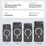 Clear MagSafe Phone Case – Slim Transparent Shockproof Cover (White Ring, for iPhone 17) - Image 2
