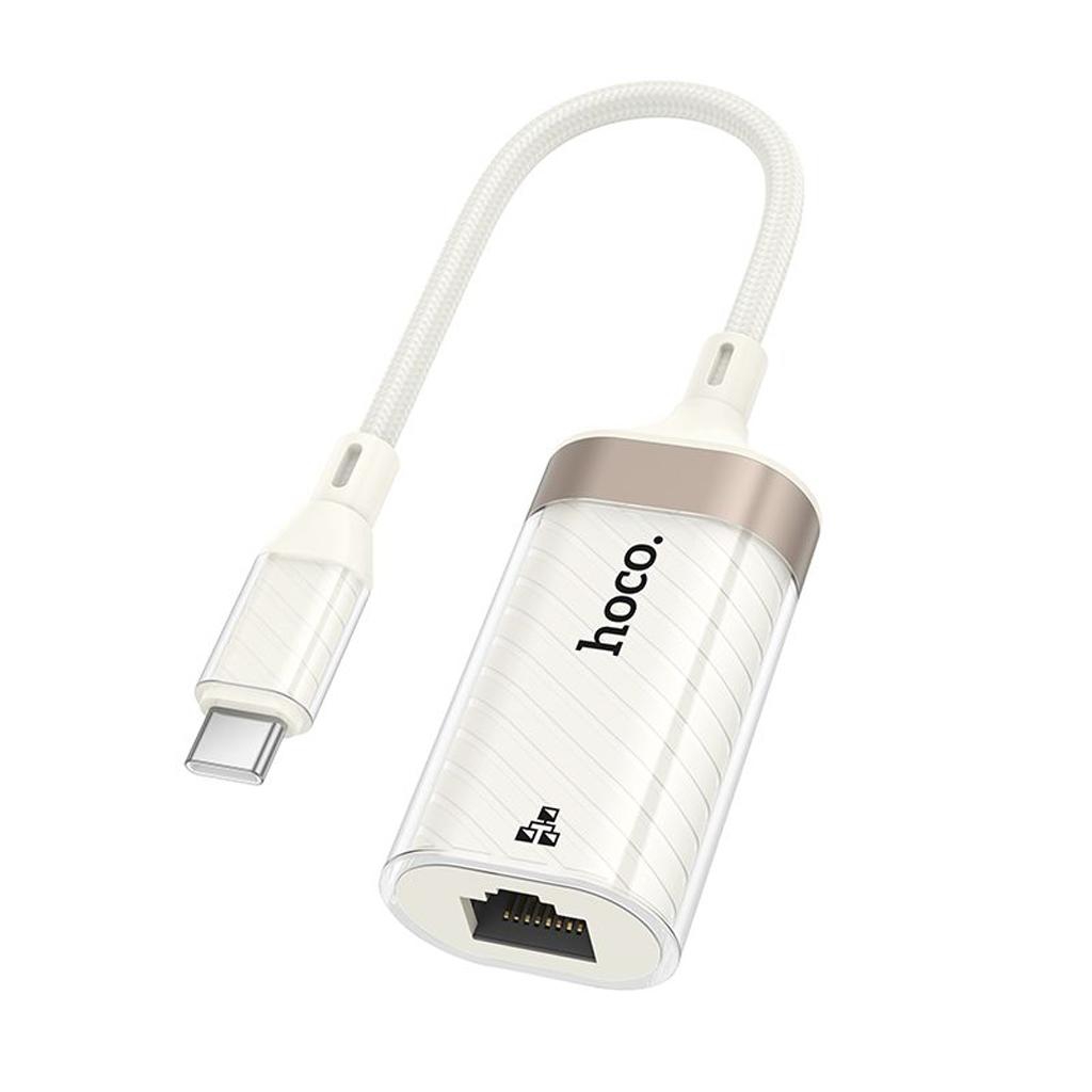asd23 hoco. UA41B “Crystal” USB-C to Ethernet Adapter (10/100 Mbps) – Apricot - Image 1
