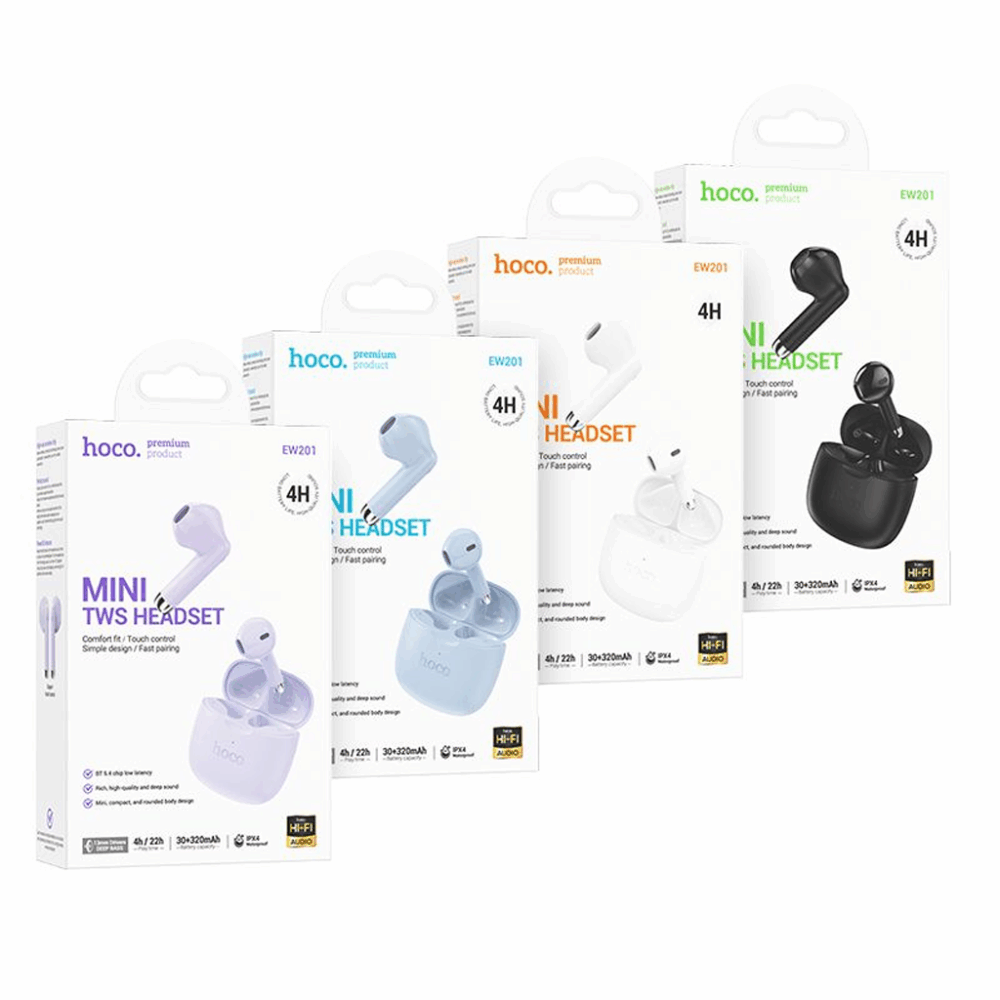 hoco. EW201 “Graceful” True Wireless Bluetooth Headset — Blue Star - Image 3