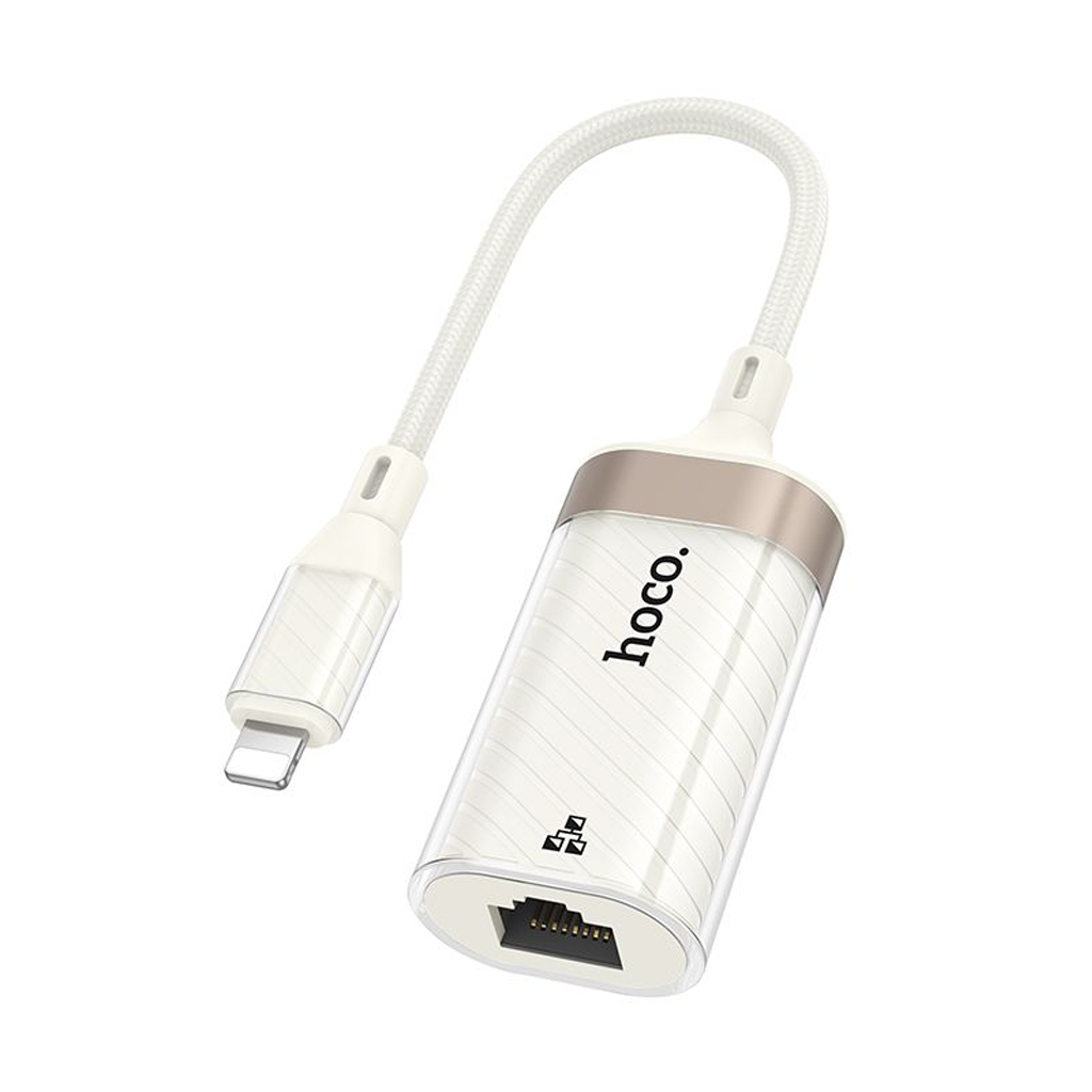case hoco. UA41A “Crystal” Lightning (iPhone/iPad) to Ethernet Adapter (10/100 Mbps) – Apricot - Image 1