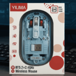 YILIMA BT5.2 + 2.4GHz Wireless Mouse – Blue (Dual-Mode, USB Receiver & Bluetooth)