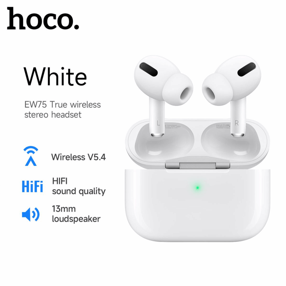 hoco. EW75 Physical Noise Cancelling True Wireless Earphones – White - Image 3