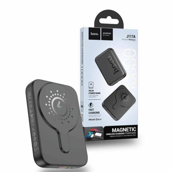 hoco. J117A-10B 10,000mAh Magnetic Wireless Power Bank (MagSafe Compatible) — 20W — Black