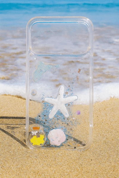 Clear Ocean-Themed Phone Case (Starfish & Seashells) — for iPhone 17 Pro