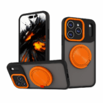 Shockproof Armor Phone Case — 360° Ring Holder Stand & Slide Camera Cover for iPhone 17 Pro