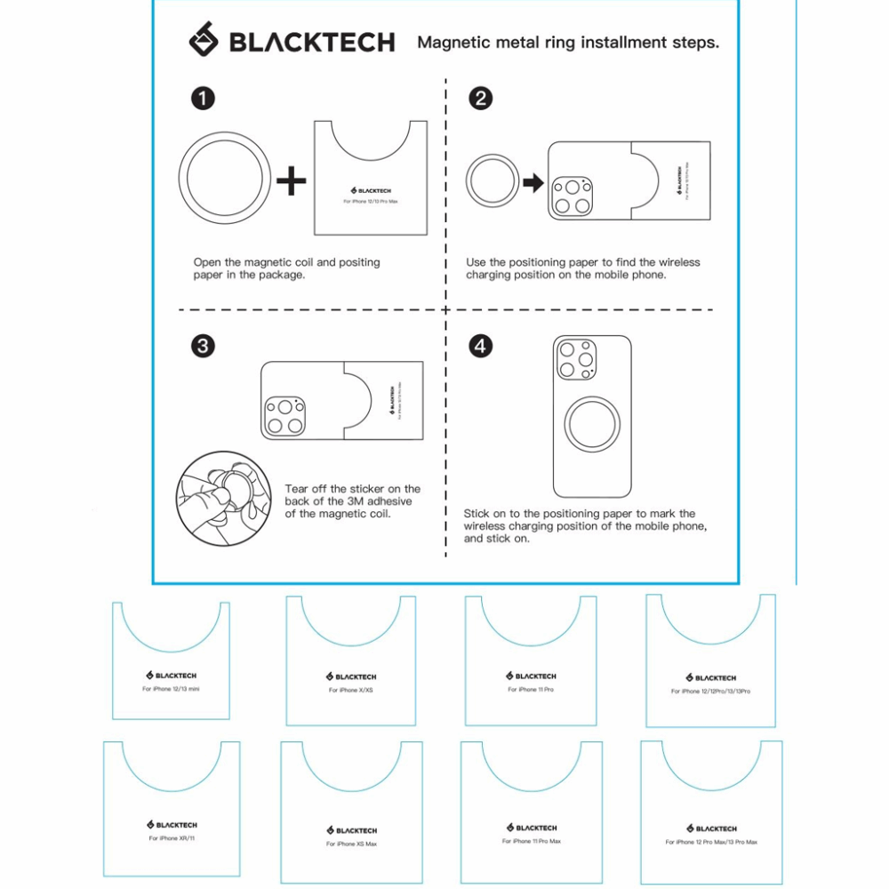 BLACKTECH Magnetic Ring 2-Pack with Positioning Kit — White (MagSafe-Compatible) - Image 4